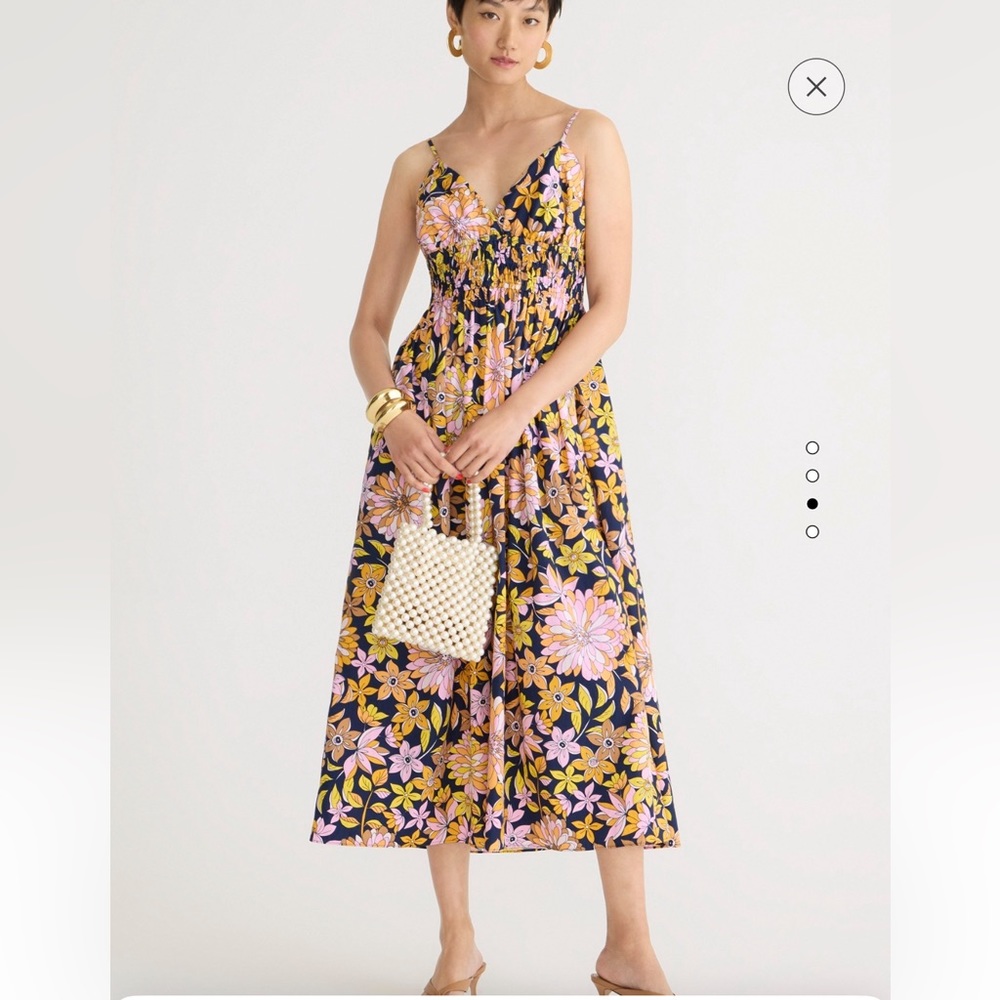 Jcrew v neck smoked waist cotton poplin dress size 4 New w/out tags